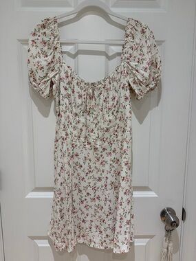 Reformation Cream Floral Mini Dress